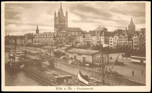 Ansichtskarte Köln Frankenwerft, Schleppschiff Dampfer Steamer 1924