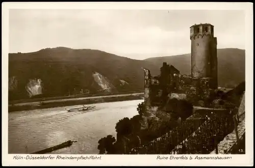 Rüdesheim (Rhein) Köln-Düsseldorfer Rheindampfschiffahrt Ruine Ehrenfels 1932