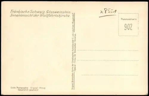 Ansichtskarte Gößweinstein Innenansicht der Wallfahrtskirche 1920