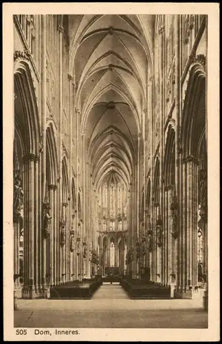 Ansichtskarte Köln Kölner Dom Inneres Innenansicht 1921