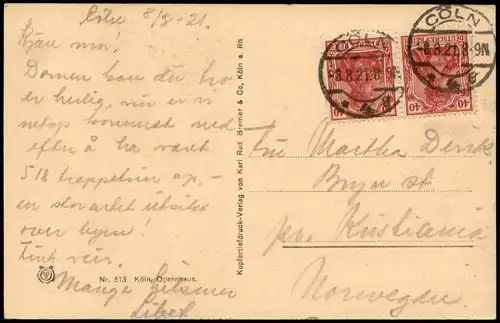 Ansichtskarte Köln Kölner Dom Inneres Innenansicht 1921