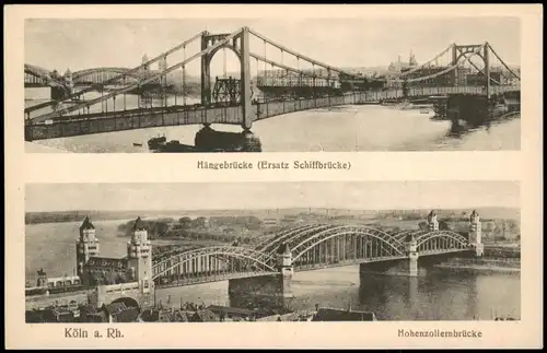 Köln Hängebrücke (Ersatz Schiffbrücke) Hohenzollernbrücke 2 Bild 1920