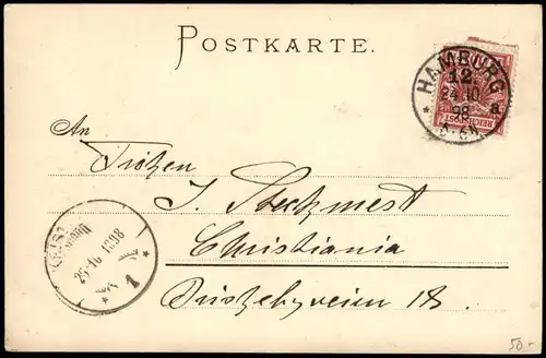 Ansichtskarte Hamburg Ellerntorbrücke, Künstlerkarte 1898 gel. Adler-Briefmarke