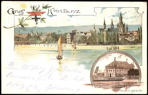 Ansichtskarte Litho AK Konstanz 2 Bild: Stadt, Concilsgebäude 1898