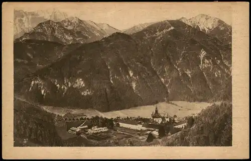 Ansichtskarte Ettal Blick vom Ettalermannl auf Ettal und Zugspitze 1919
