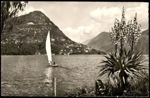 Ansichtskarte Lugano Monte Brè, Segelboot 1962