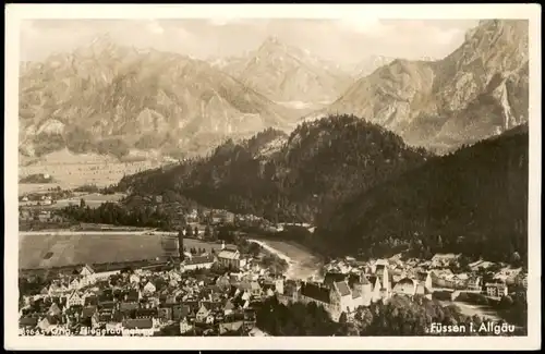 Ansichtskarte Füssen Luftbild Luftaufnahme; Ort im Allgäu 1935