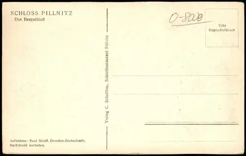 Ansichtskarte Pillnitz SCHLOSS PILLNITZ Bergschloß 1930