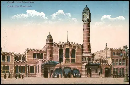 Postkaart Gent Ghent (Gand) Bahnhof Gare Saint-Pierre. 1914