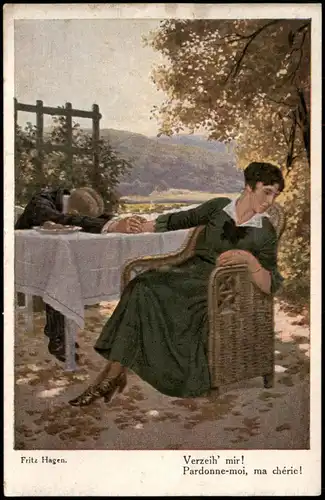 Künstlerkarte Gemälde Kunstwerk (Art) Fritz Hagen: Verzeih' mir! 1910