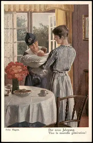 Künstlerkarte Gemälde Kunstwerk (Art) Fritz Hagen: Der neue Jahrgang 1910