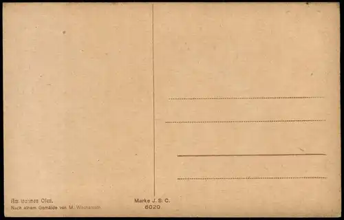 Künstlerkarte "Am warmen Ofen" nach Gemälde M. Wachsmuth 1910