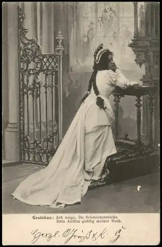 Ansichtskarte  Künstlerkarte aus der Faust-Serie; Motiv Gretchen 1903