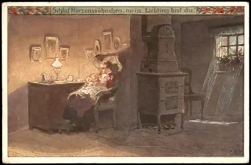 Kunst Volkslied P. Hey "Schlaf Herzenssöhnchen, mein Liebling bist du?" 1920