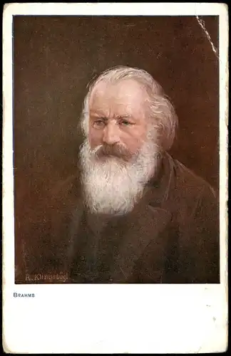 Ansichtskarte  Künstlerkarte Gemälde (Art) Bildnis Komponist BRAHMS 1910