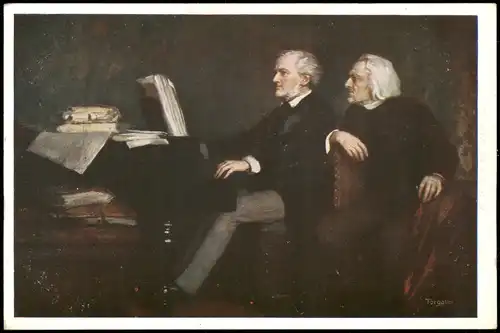 Künstlerkarte Gemälde (Art) HERMANN TORGLER Liszt und Wagner 1920