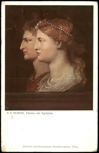 Künstlerkarte Gemälde (Art) P. P. RUBENS: Tiberius und Agrippina 1910