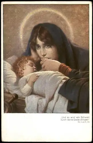 Ansichtskarte  Künstlerkarte Gemälde (Art) H. Kaulbach: Mater Dolorosa 1931