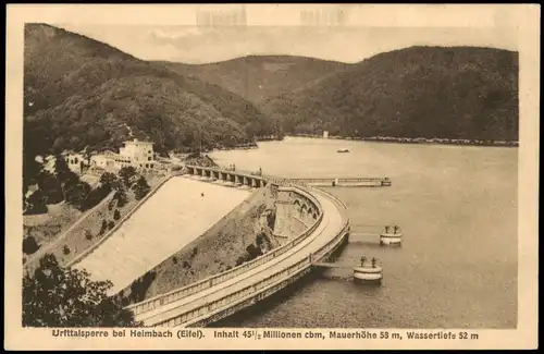 Schleiden-Gemünd Urfttalsperre in der Eifel, Staumauer, Stauwerk 1926
