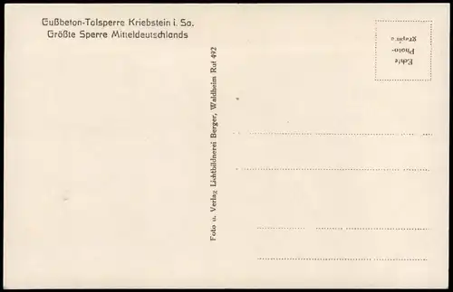 Lauenhain-Mittweida Talsperre Kriebstein Blick auf Stauwerk 1930