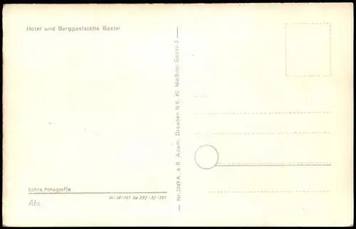 Ansichtskarte Rathen Sachs. Schweiz. Bastei-Hotel mit Elbpanorama 1957
