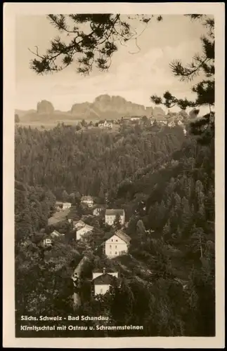 Bad Schandau Sächs. Schweiz Kirnitzschtal mit Ostrau u. Schrammsteinen 1950