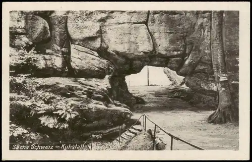 Ansichtskarte .Sachsen Sächs. Schweiz Kuhstall (Felsen-Partie) 1950