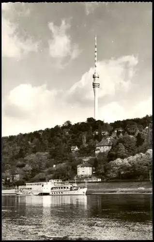 Wachwitz-Dresden Blick vom Elbufer zum Fernsehturm Dresden-Wachwitz 1972