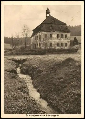Schmalzgrube-Jöhstadt (Erzgebirge) Hammerherrenhaus mit Bach 1928