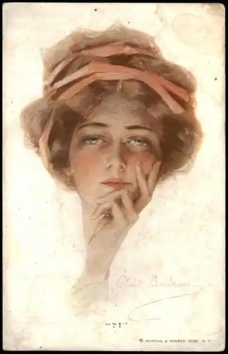 Ansichtskarte  Künstlerkarte signiert - verträumt schauende Frau 1918