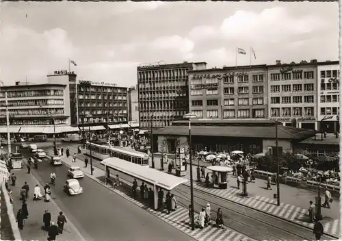 Hannover Straßenbahn Haltestelle, Zentrum, Autos Auto-Verkehr 1958