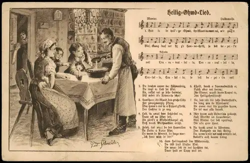 Ansichtskarte  Liedkarten Erzgebirge "Heilig Ohmd-Lied"; Noten & Text 1920