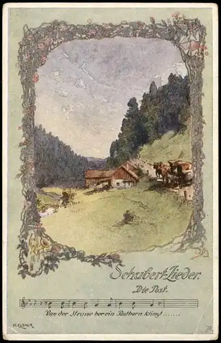 Liedkarte "Die Post" (Reihe Schubert-Lieder); Künstlerkarte 1910