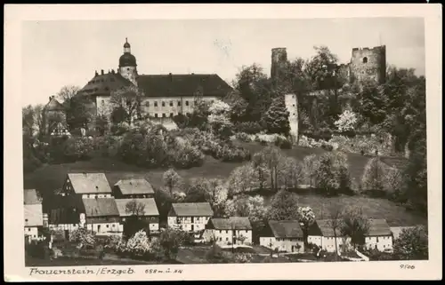 Frauenstein (Erzgebirge) Panorama-Ansicht; Ort im Erzgebirge 1961