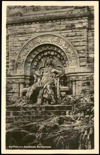 Ansichtskarte Kelbra (Kyffhäuser) Kyffhäuser-Denkmal mit Barbarossa 1955
