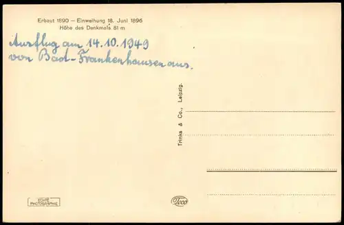 Kelbra (Kyffhäuser) Kaiser-Wilhelm-Denkmal auf dem Kyffhäuser 1950