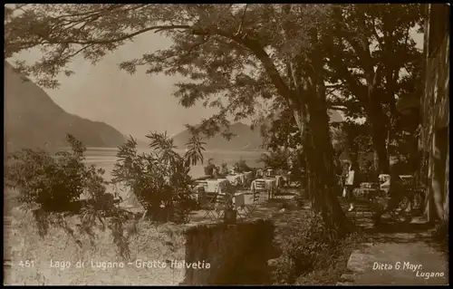 Ansichtskarte Lugano Lago die Lugano Grotto Helvetia 1923/1924