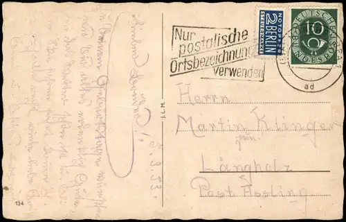 Ansichtskarte  Glückwunsch Geburtstag Birthday - Rosen 1953 Posthorn Notopfer