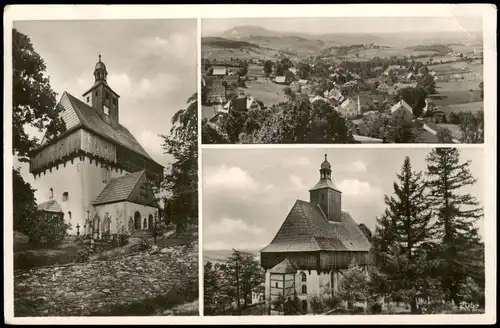 Ansichtskarte Großrückerswalde 3 Bild: Kirchen und Stadt 1935