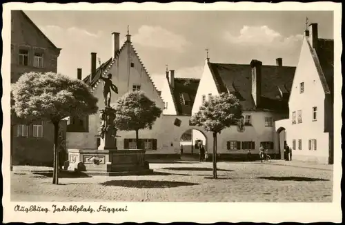 Ansichtskarte Augsburg Jakobplatz, Fuggerei 1934