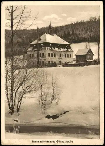 Schmalzgrube-Jöhstadt (Erzgebirge) Hammerherrenhaus im Winter Erzgebirge 1934