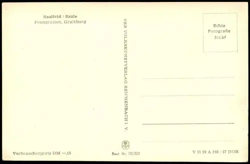 Ansichtskarte Saalfeld (Saale) Feengrotten, Gralsburg 1957