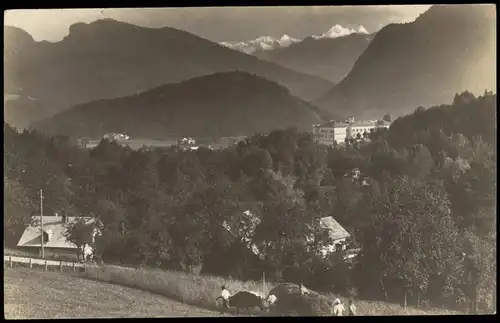 Ansichtskarte Dachstein Sophienblick - Stadt, Bauern ernte 1925
