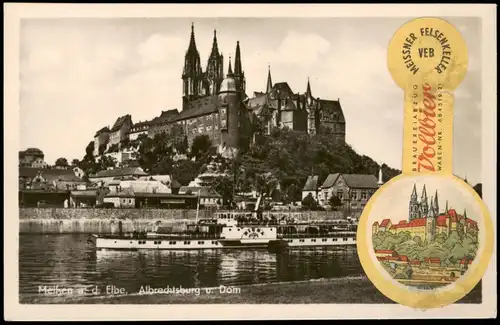 Ansichtskarte Meißen Schiffe Dampfer Steamer Schloss Albrechtsburg 1955