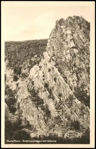 Ansichtskarte Thale (Harz) Roßstrappfelsen mit Schurre 1956