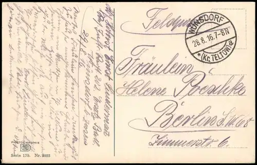 Laufen-Uhwiesen Schloss Rheinfall 1916 1.WK Feldpost Stempel WUNSDORF Kr.TELTOW