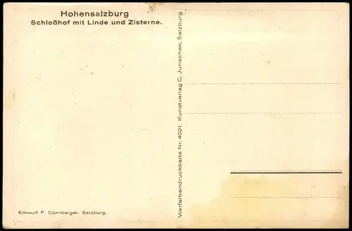 Ansichtskarte Salzburg Schloßhof mit Linde und Zisterne - Künstlerkarte 1927
