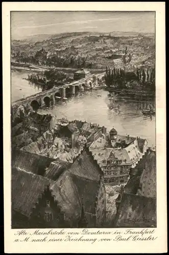 Ansichtskarte Frankfurt am Main Blick über die Stadt - Künstlerkarte 1928
