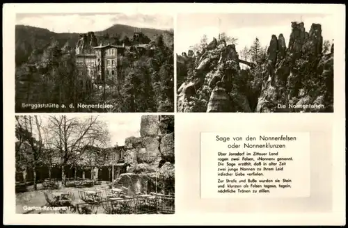 Ansichtskarte Jonsdorf Nonnenfelsen 3 Bild Text 1955