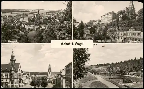 Ansichtskarte Adorf (Vogtland) Schwimmbad, Straße, Stadt 1963